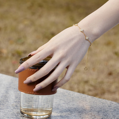 [Together]Four-Leaf Clover Hollow Butterfly Bracelet