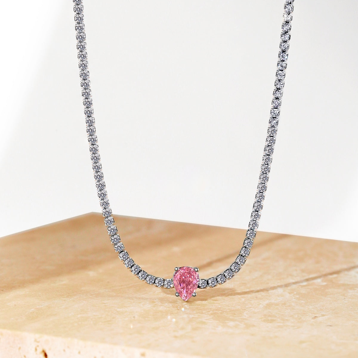 [Together]1.0 carat Unique Pear Cut Tennis Necklace