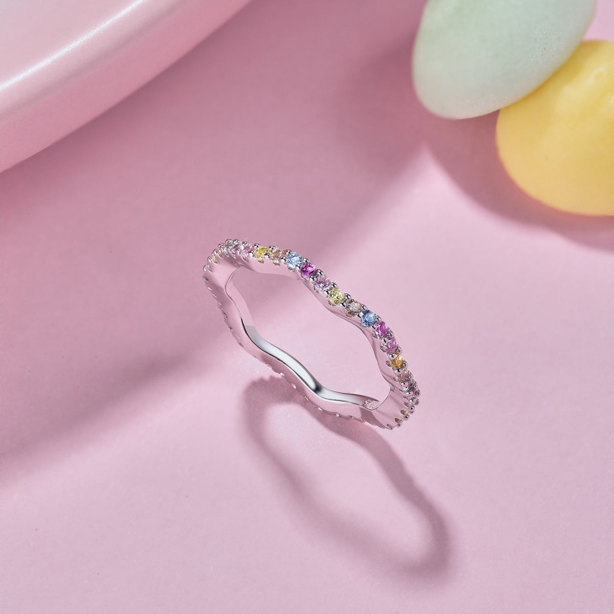 [Together]Dainty Colorful Round Cut Party Ring