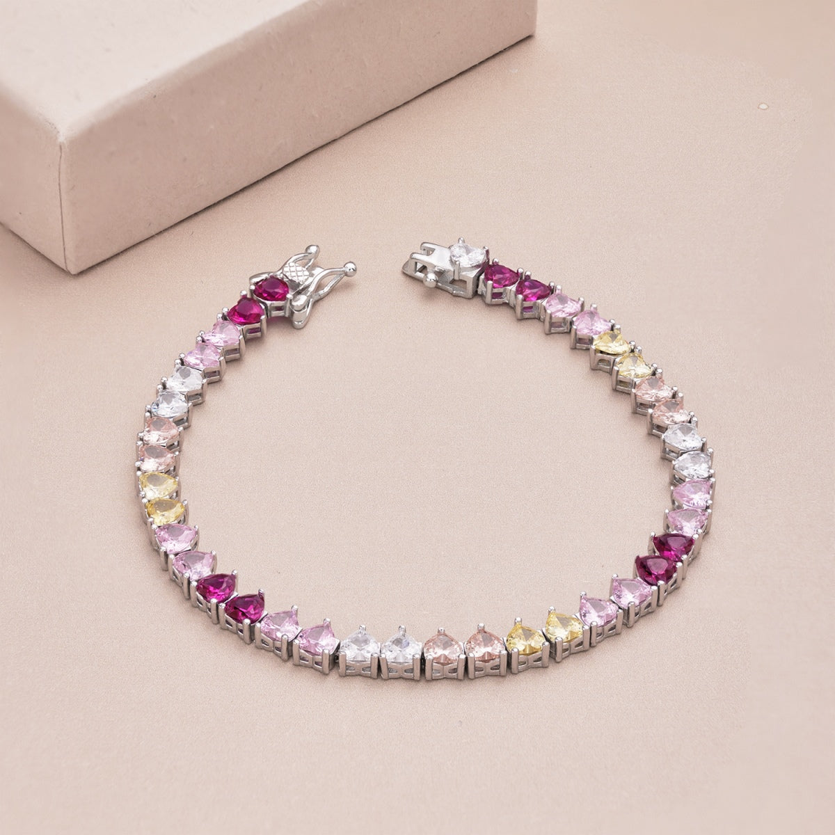 [Together]Luxurious Colorful Romantic Heart Shape Lover Bracelet