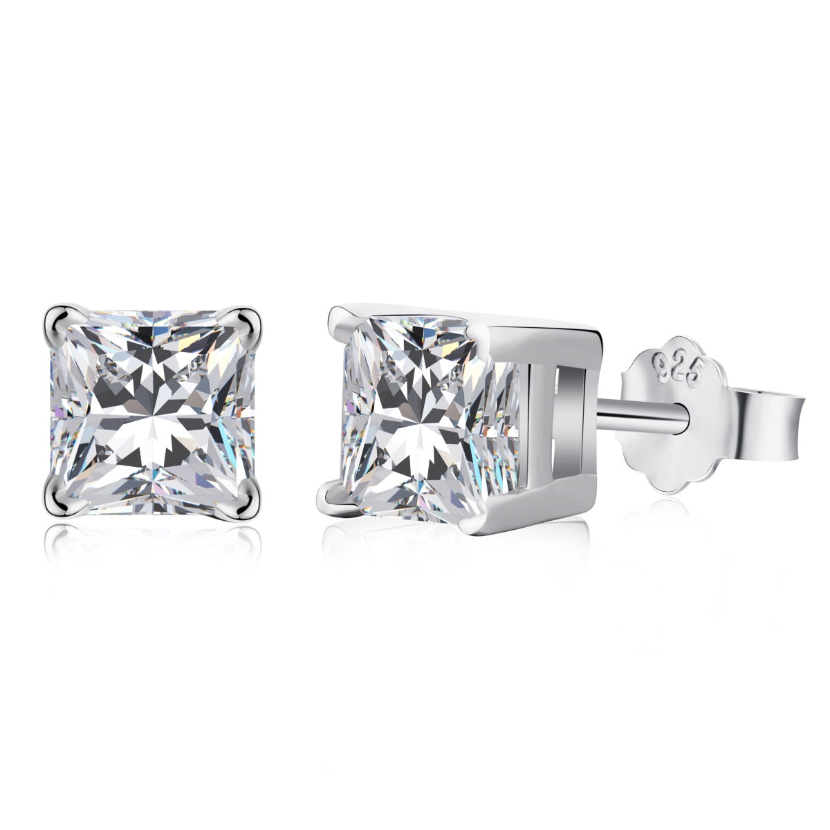 [Together]1.0 Carat Radiant Princess Cut Wedding Earrings