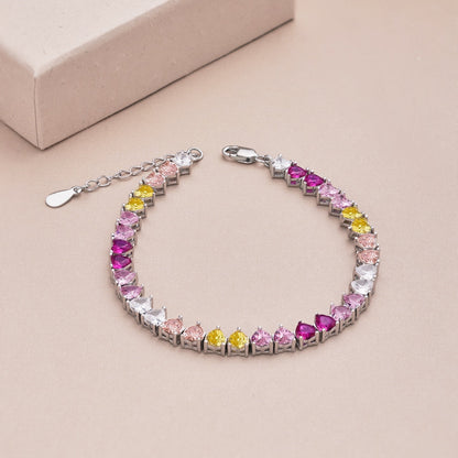 [Together]Luxurious Colorful Romantic Heart Shape Lover Bracelet