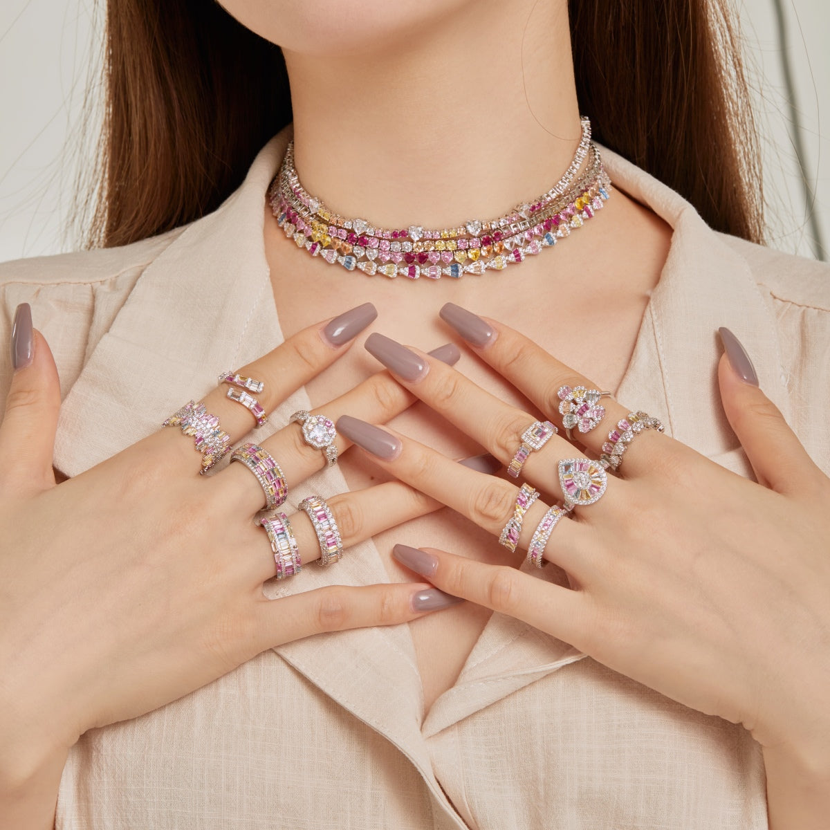 [Together]Dainty Colorful Radiant Cut Daily Ring