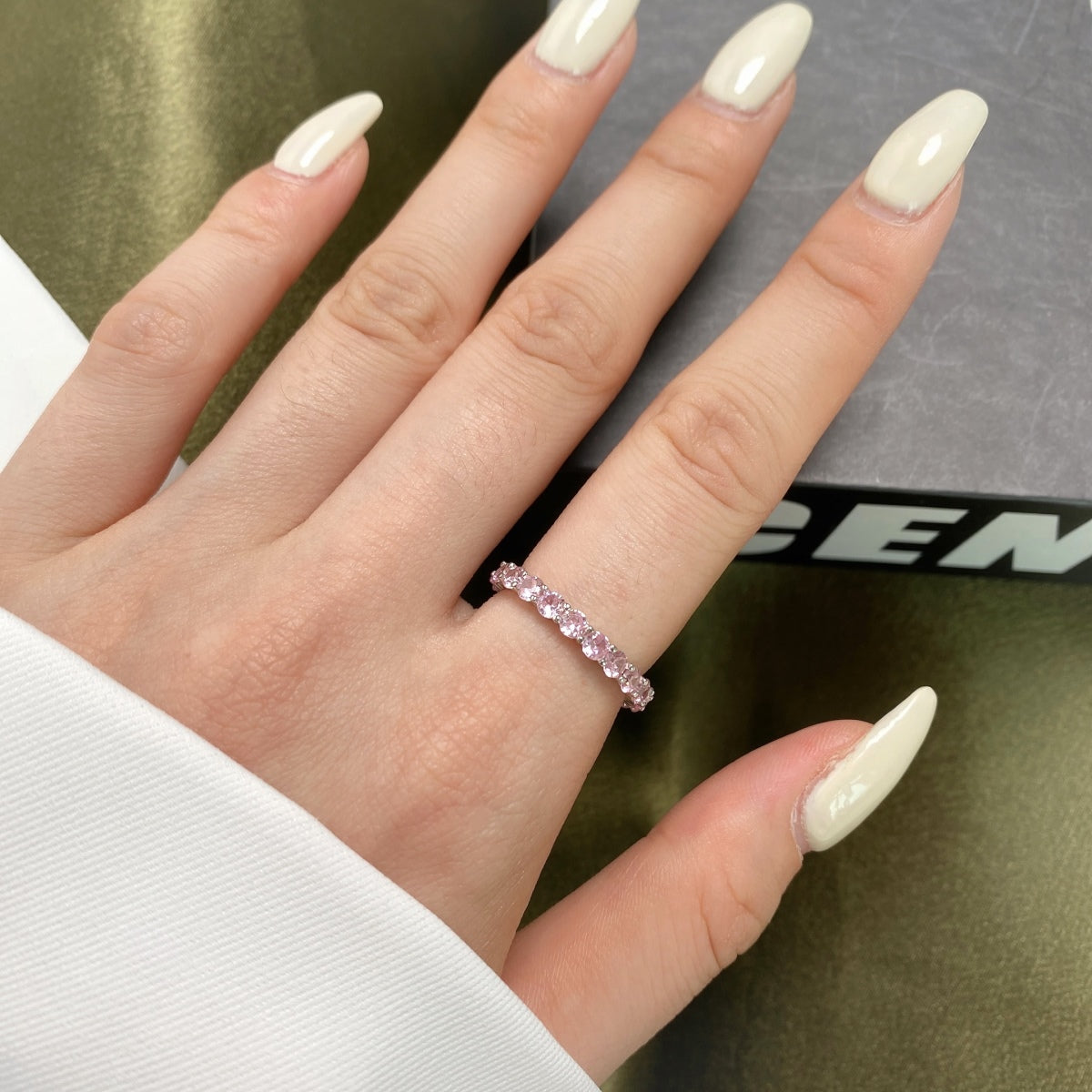 [Together]Sparkling Round Cut Tennis Ring