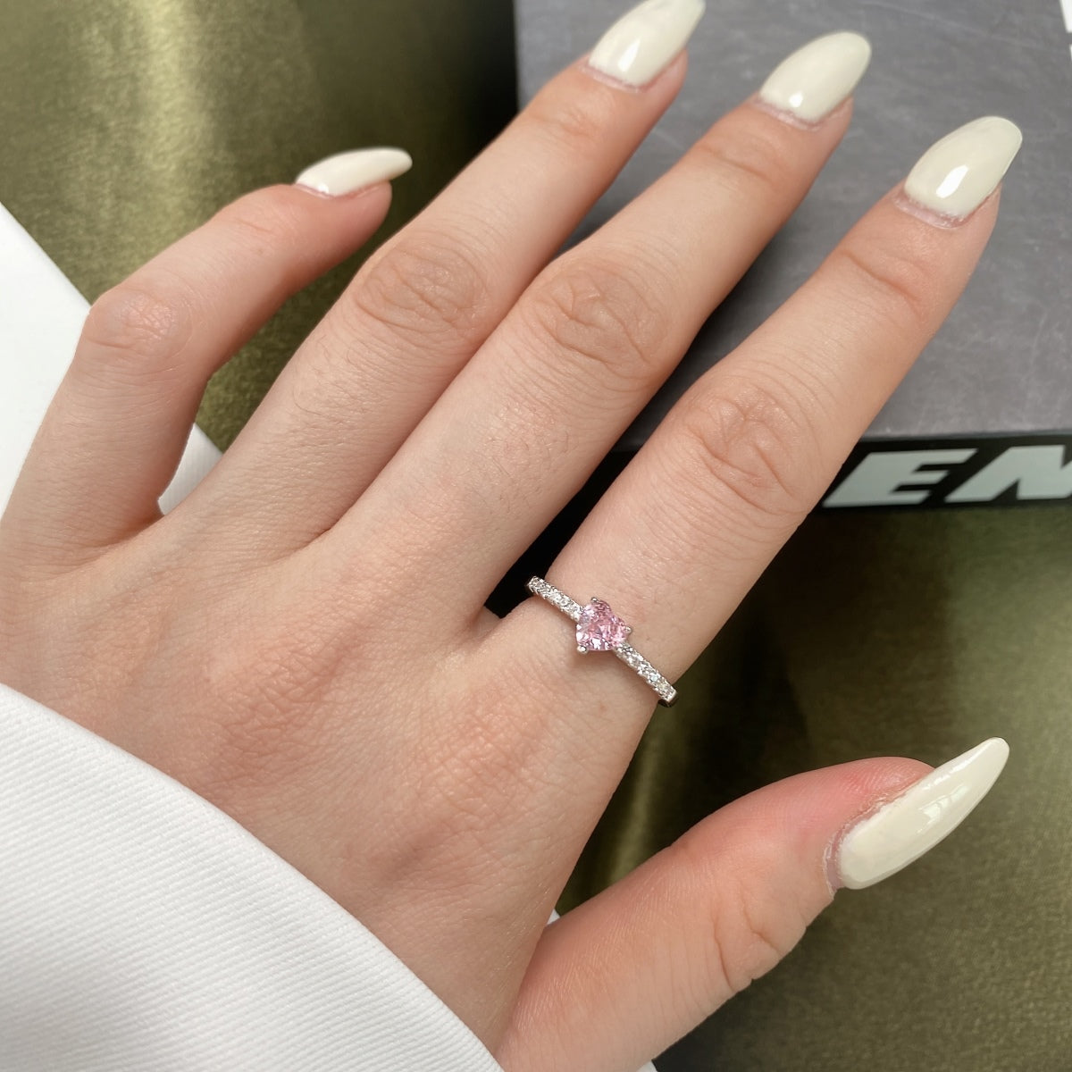 [Together]0.5 Carat CaratEternity Charming Heart Shape Lover Ring