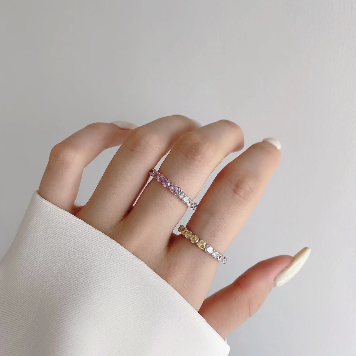 [Together]Sparkling Round Cut Tennis Ring