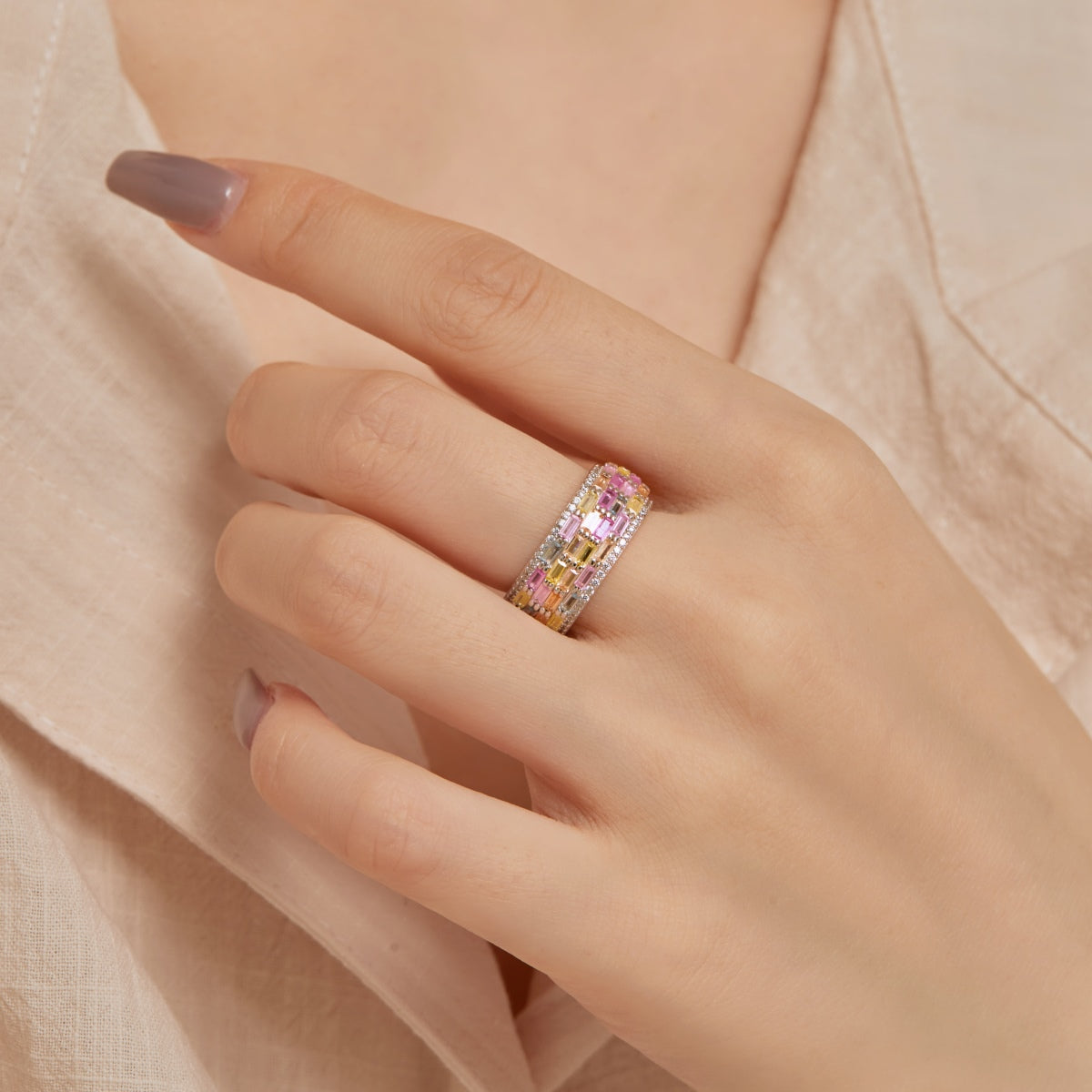 [Together]Radiant Colorful Radiant Cut Daily Ring