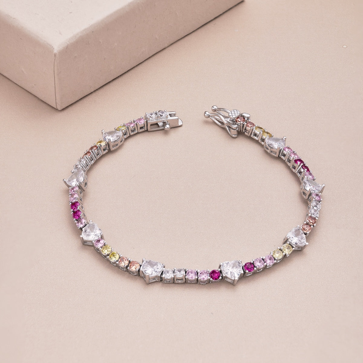 [Together]Romantic Heart Shape Round Cut Lover Bracelet