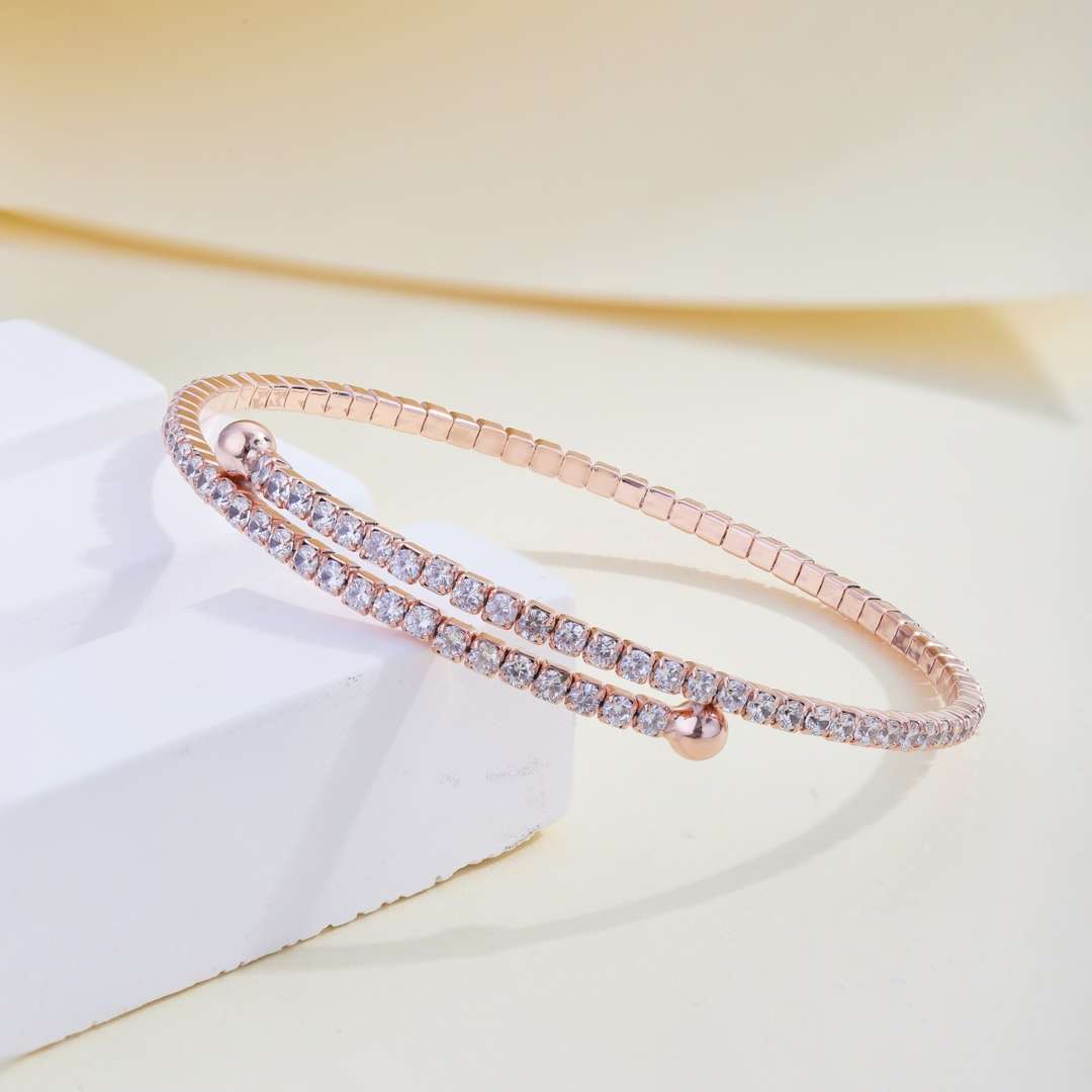 [Together]Row of Diamonds Round Fashion Bracelet