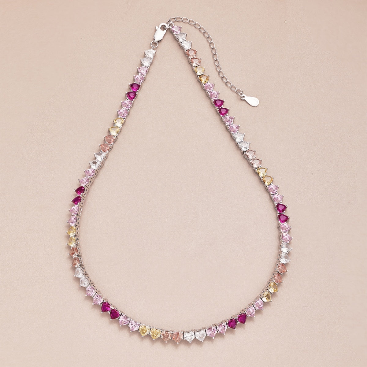 [Together]Sparkling Colorful Full Heart Tennis Necklace