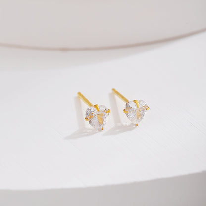 [Together]Sparkling Heart Shaped Simple Earrings