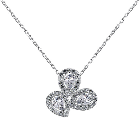 [Together]Elegant Flower Shape Pear Cut Necklace