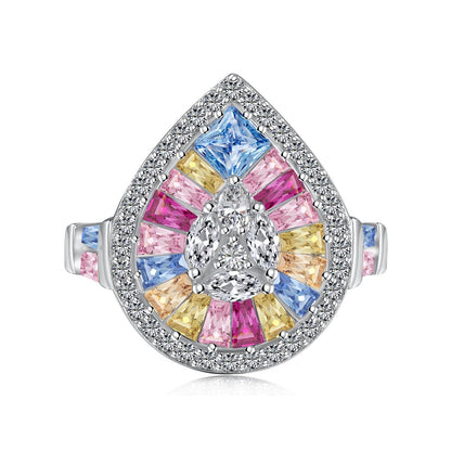 [Together]Elegant Colorful Water Drop Shape Banquet Ring