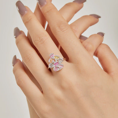 [Together]Sparkling Colorful Water Drop Shape Daily Ring