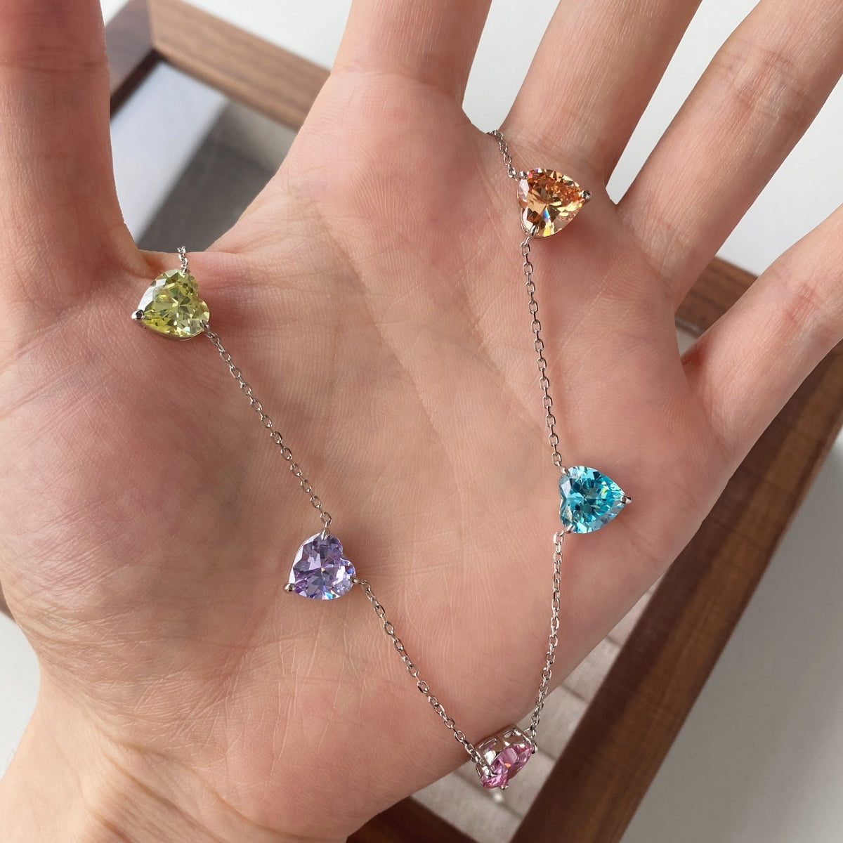 [Together]Sparkling Colorful Heart Cut Necklace