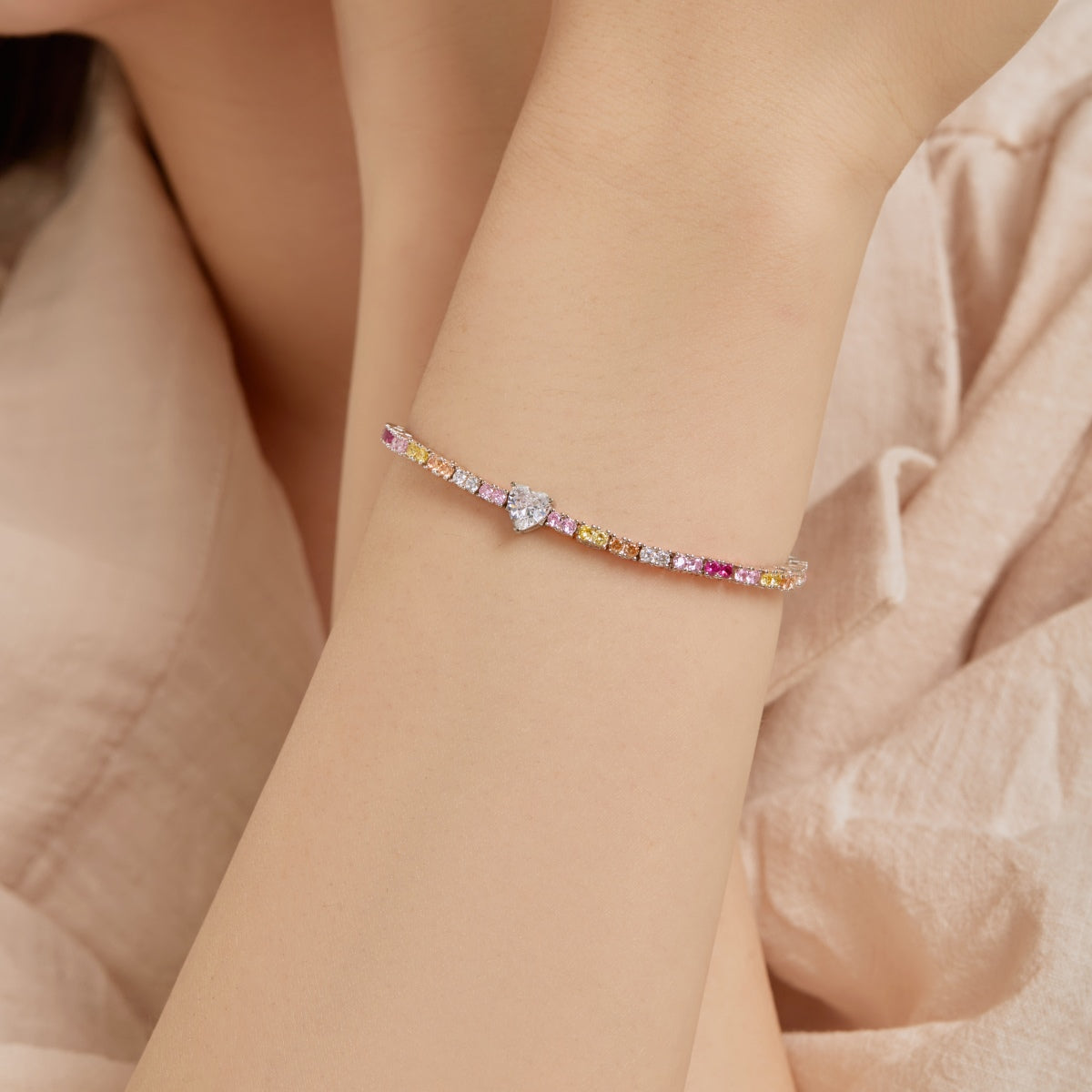 [Together]Delicate Romantic Heart Shape Lover Bracelet