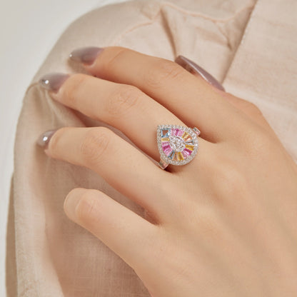 [Together]Elegant Colorful Water Drop Shape Banquet Ring