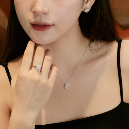 [Together]1.0 Carat Luxurious Dainty Emerald Cut Daily Earrings