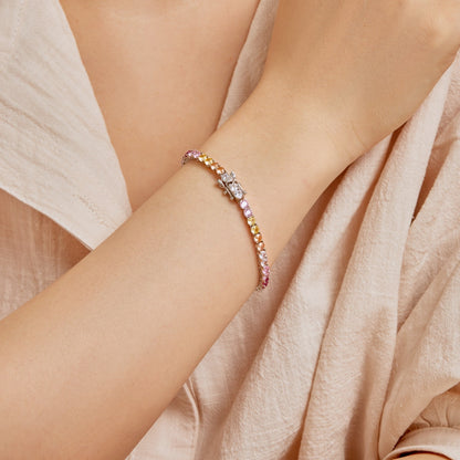 [Together]Radiant Colorful Round Cut Tennis Bracelet