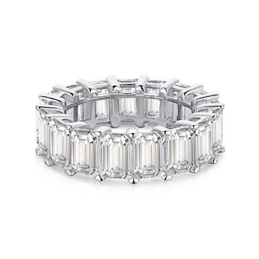 [Together]0.75 Carat Elegant Emerald Cut Tennis Ring